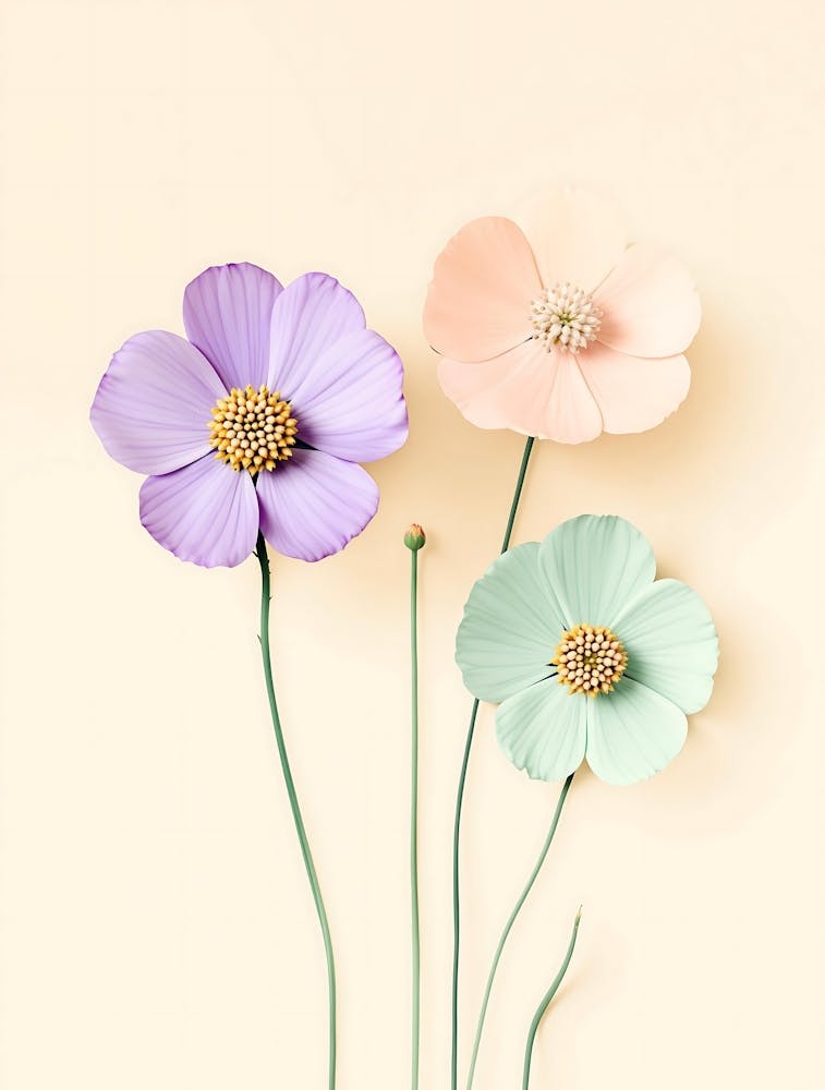 Fleurs Sauvages Délicates à l'Aquarelle aux Teintes Douces
