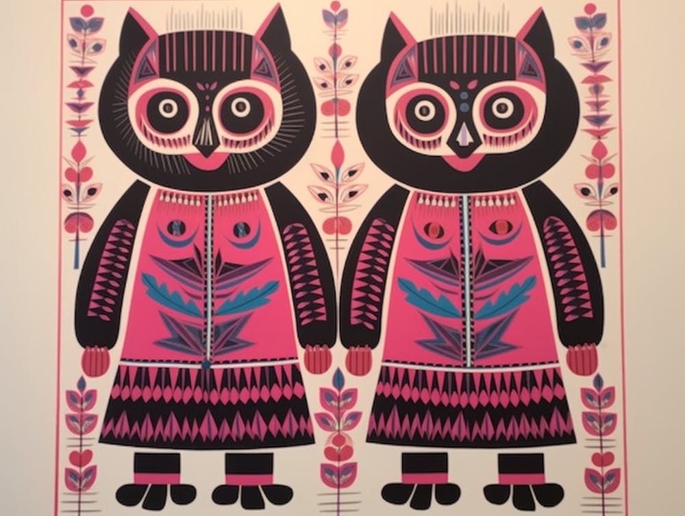 Raccoon Folk Style Animal Illustration