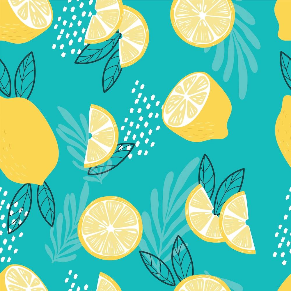 Lemon Pattern With Floral Decoration Square