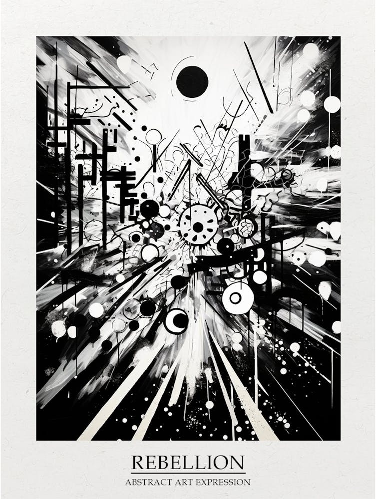 Rebellion Abstract Black And White 2 Poster
