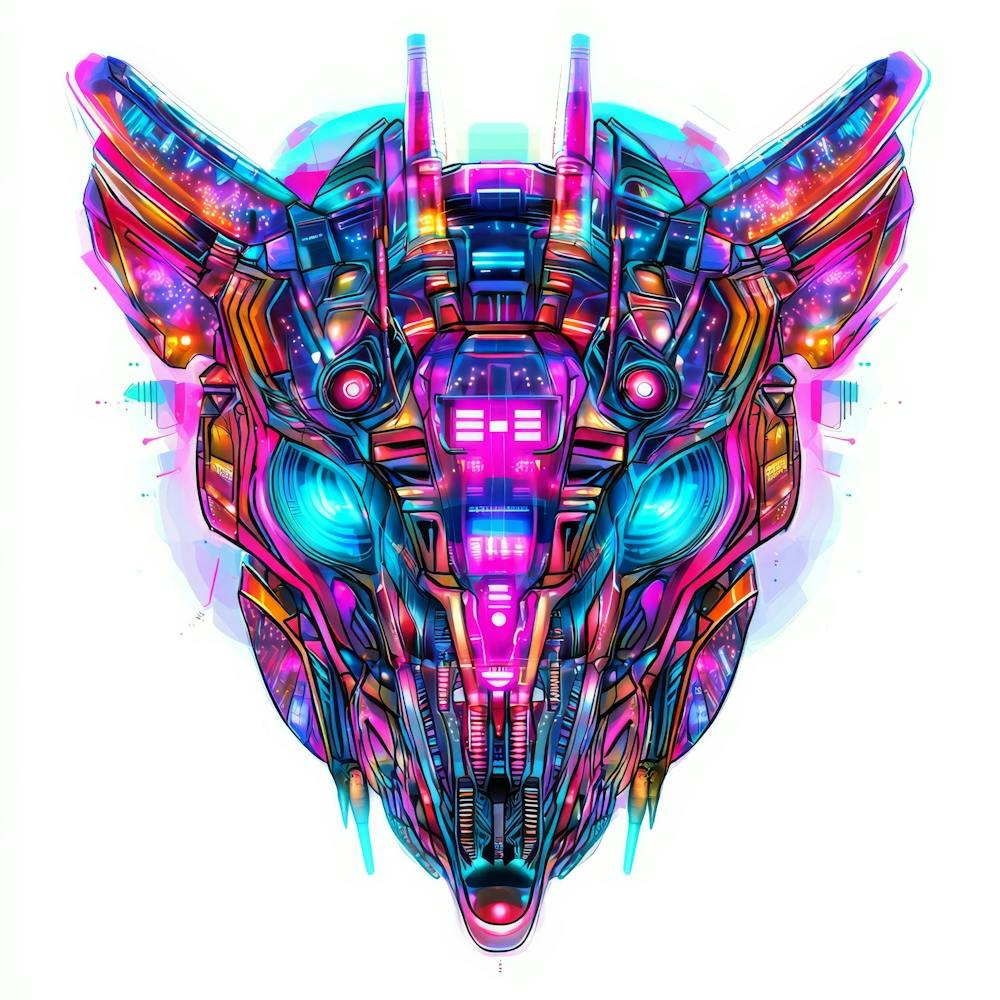 Robot Head.Generated AI. Wall 1