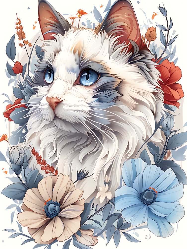 Cat With Flowers 6
