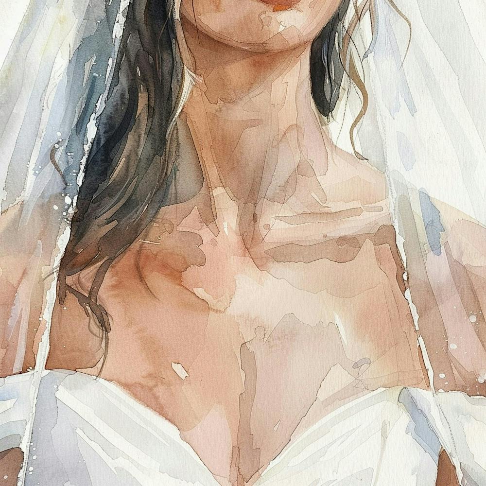 Watercolor Portrait Of A Bride