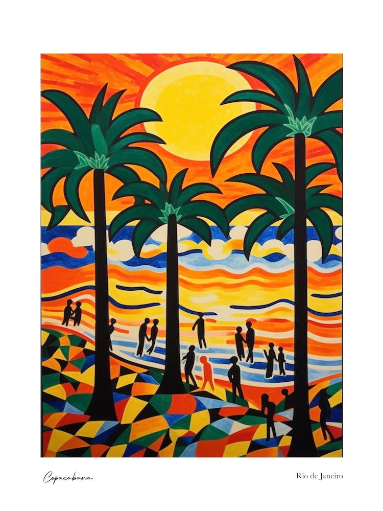 Copacabana Rio De Janeiro Matisse Style 8 Watercolour Travel Poster