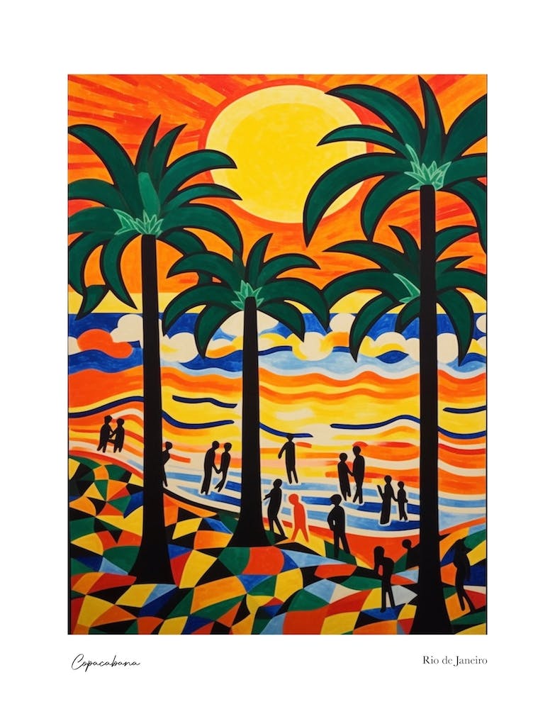 Copacabana Rio De Janeiro Matisse Style 8 Watercolour Travel Poster