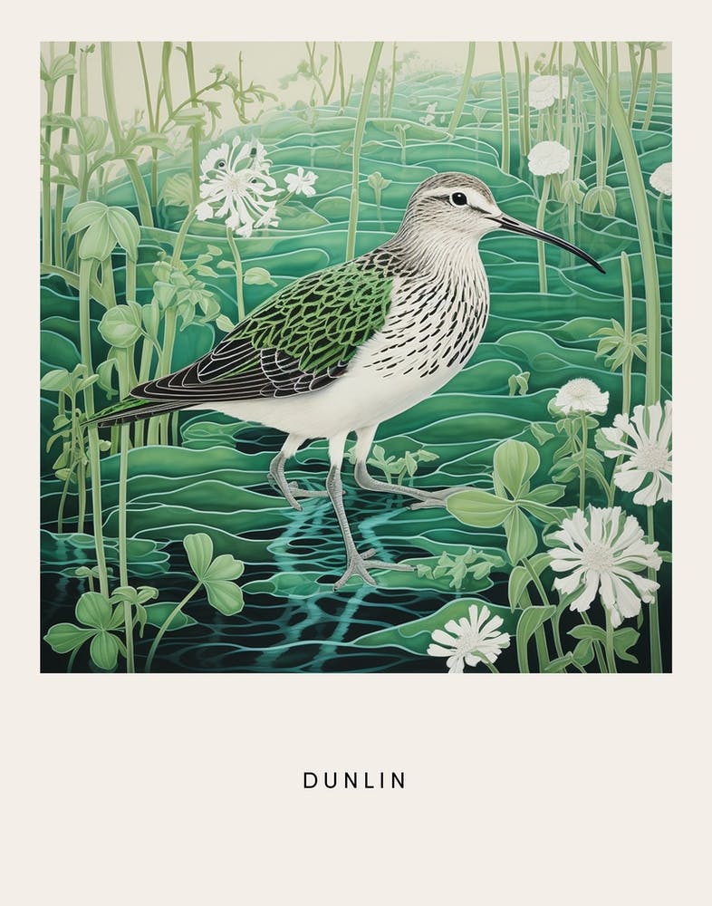 Ohara Koson Inspired Bird Painting Dunlin 3 Poster