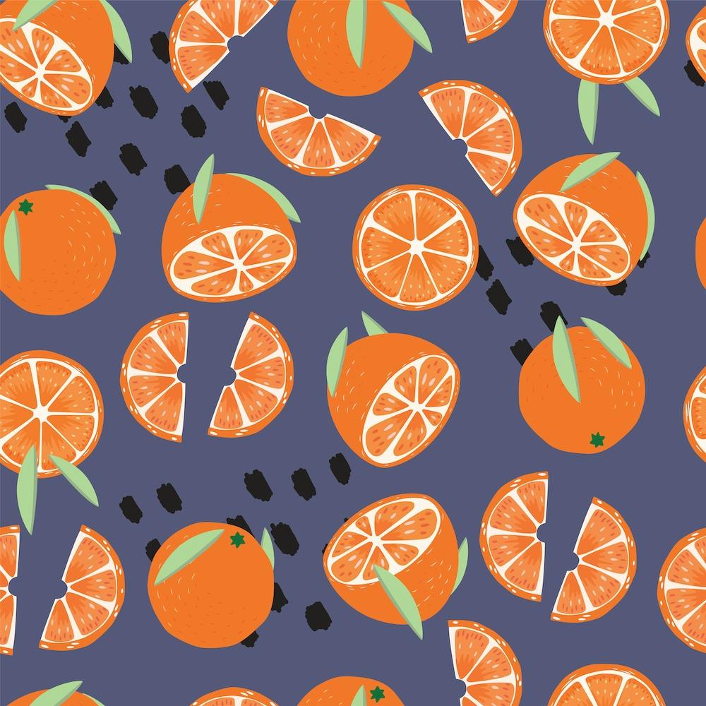 Orange Pattern On Purple With Floral Decoration Square