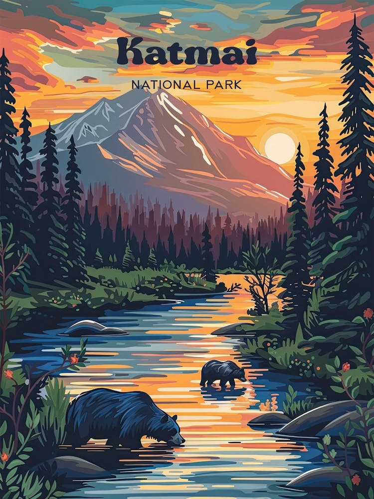 Katmai National Park Valley Travel Art