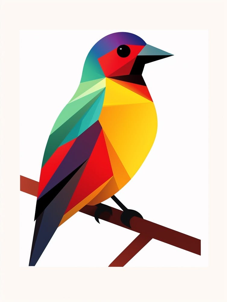 Colourful Geometric Bird Cowbird 1