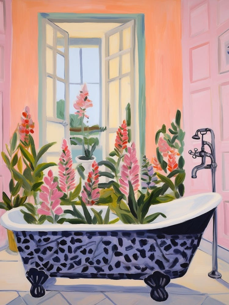 A Bathtube Full Of Foxglove In A Bathroom 2