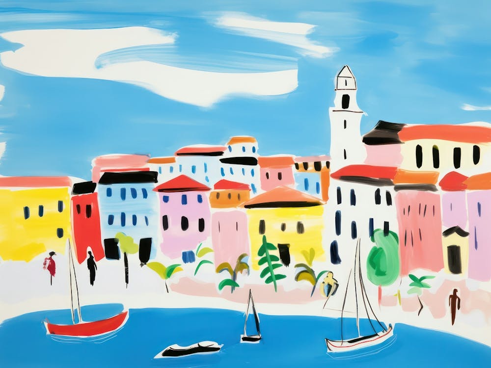 Livorno Italy Cute Watercolour Illustration 2