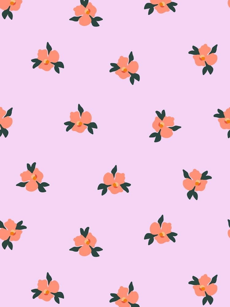 Kleiner Blüten Blumendruck - Koralle und Lila Pink
