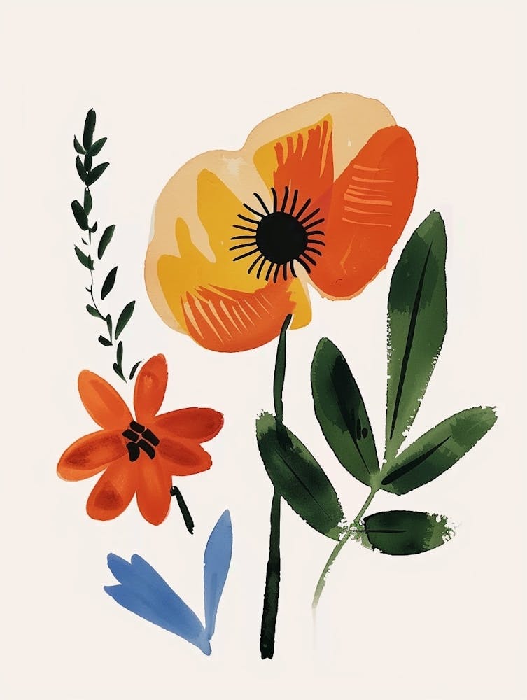 Painted Florals Poppy 1