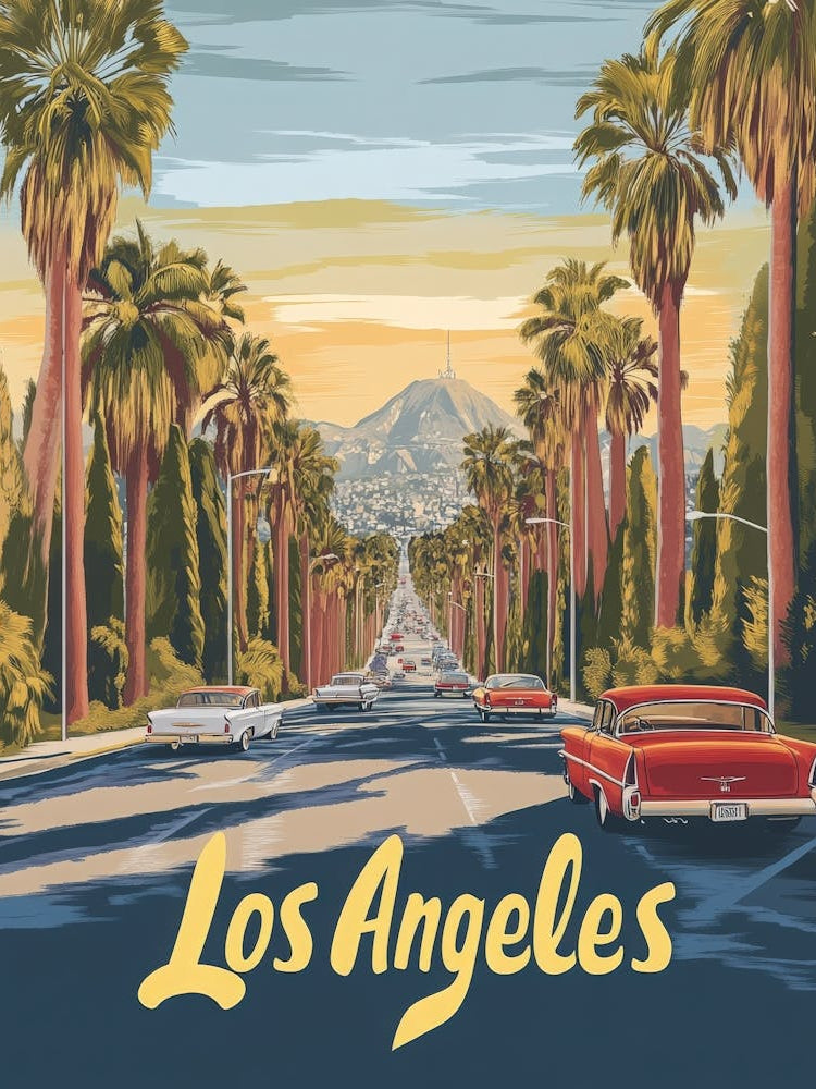 Aihrgdesign A Mid Century Modern Travel Poster For Los Angeles 2