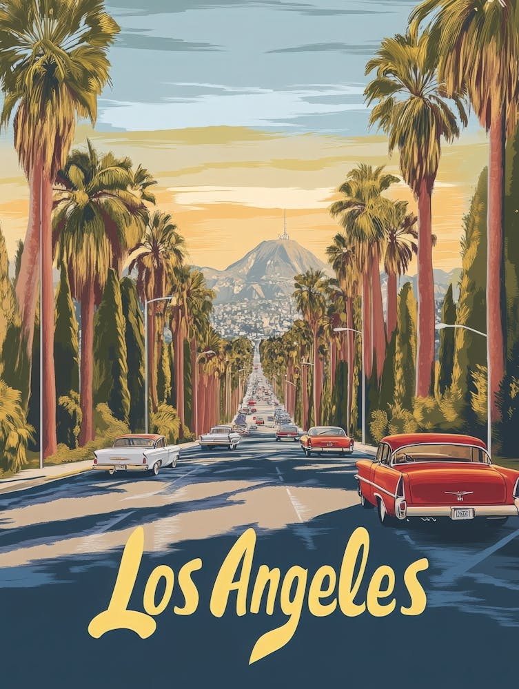 Aihrgdesign A Mid Century Modern Travel Poster For Los Angeles 2