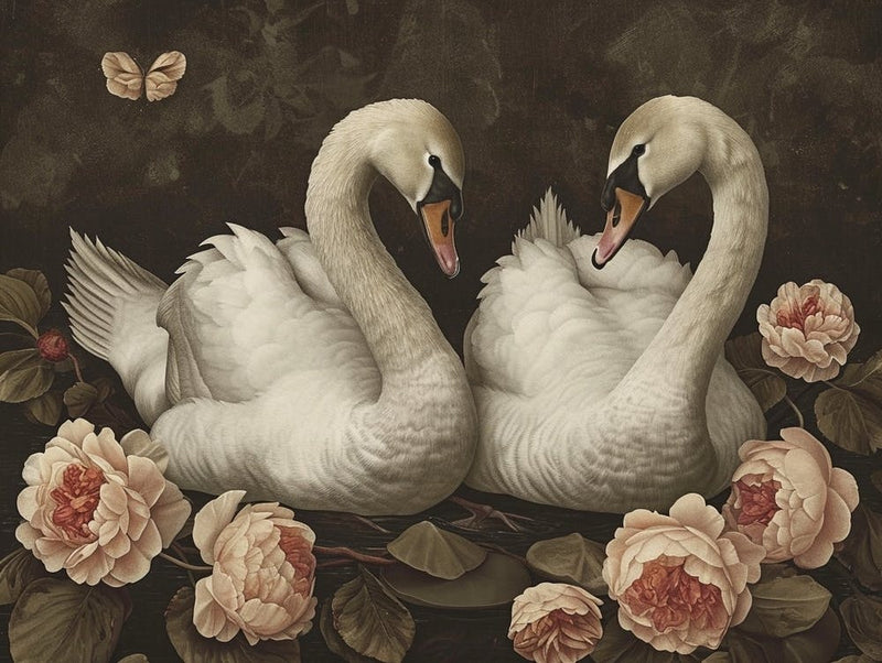 Floral Animal Illustration Swan 1