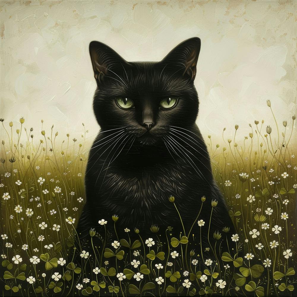 Black Cat In The Meadow 1
