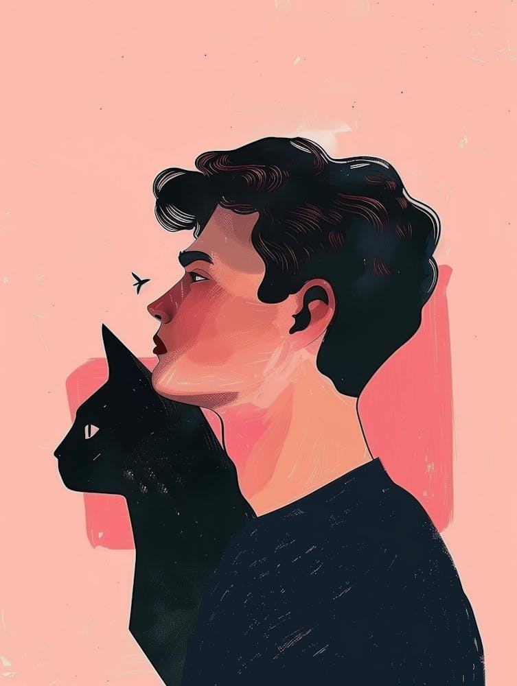Portrait Of A Man With A Cat 2