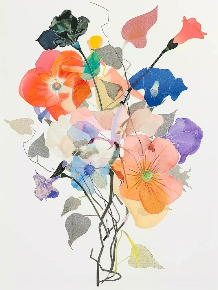 Moonflower 2 Collage Flower Bouquet