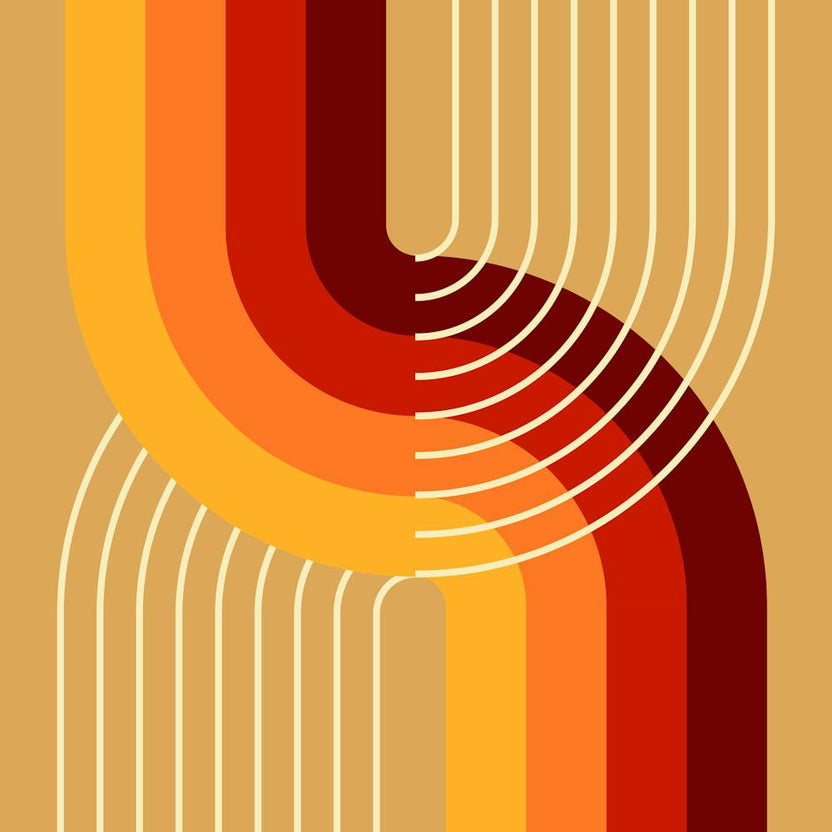 Midcentury Modern Geometric Rainbow Abstract Viii In Persian Vibes 02