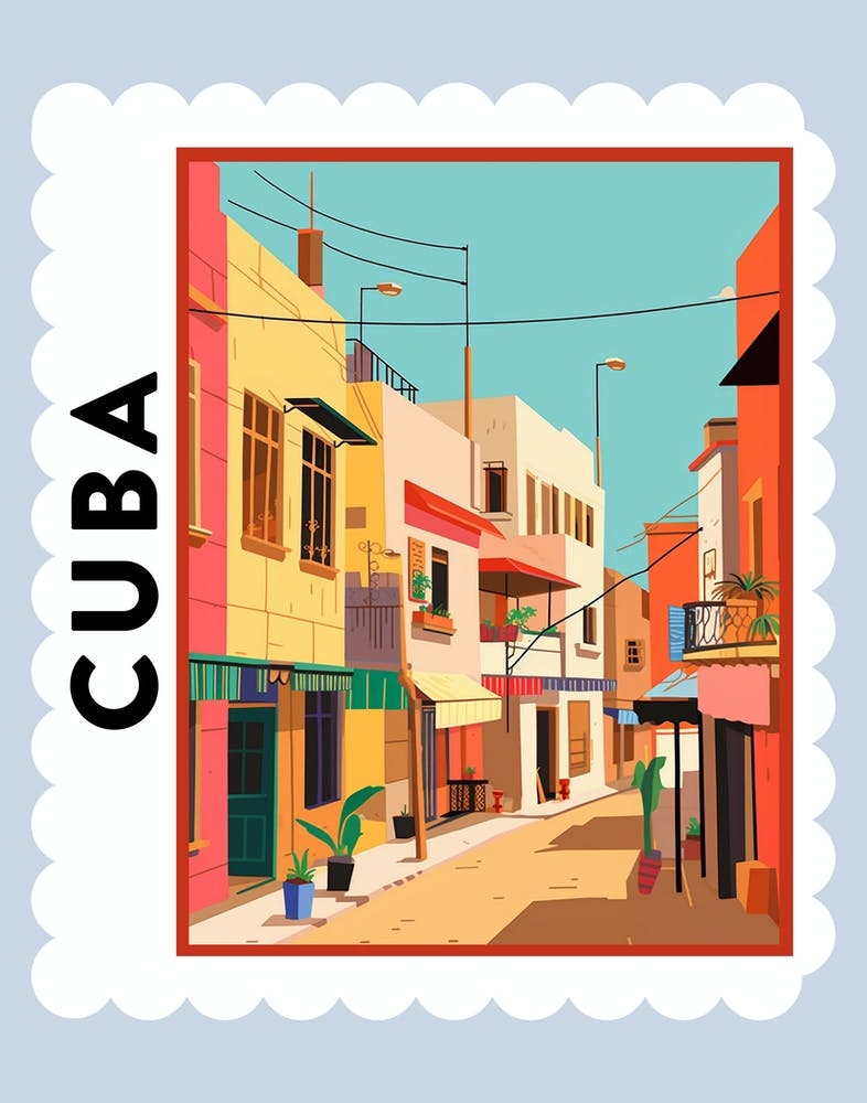 Cuba Travel Stamp Poster