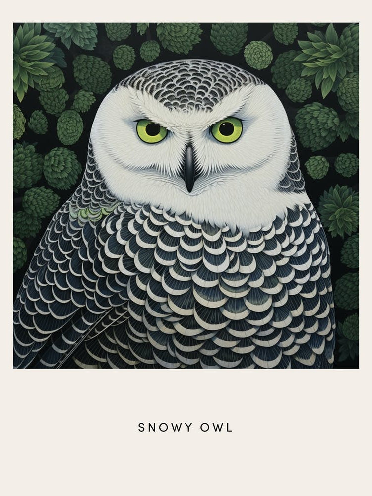 Ohara Koson Inspired Bird Painting Snowy Owl 2 Poster
