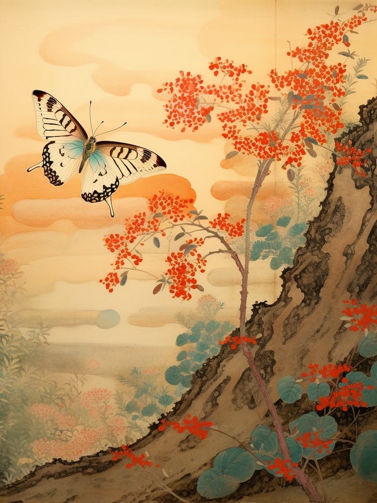 Japanese Style Painting Of A Butterfly