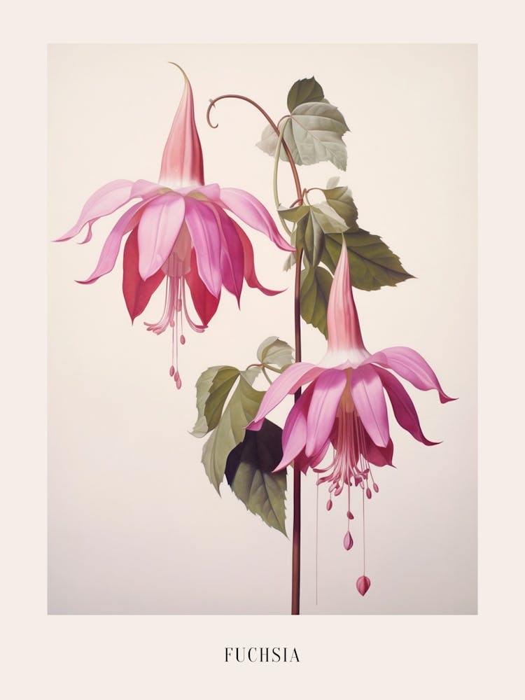Floral Illustration Fuchsia 1 Poster