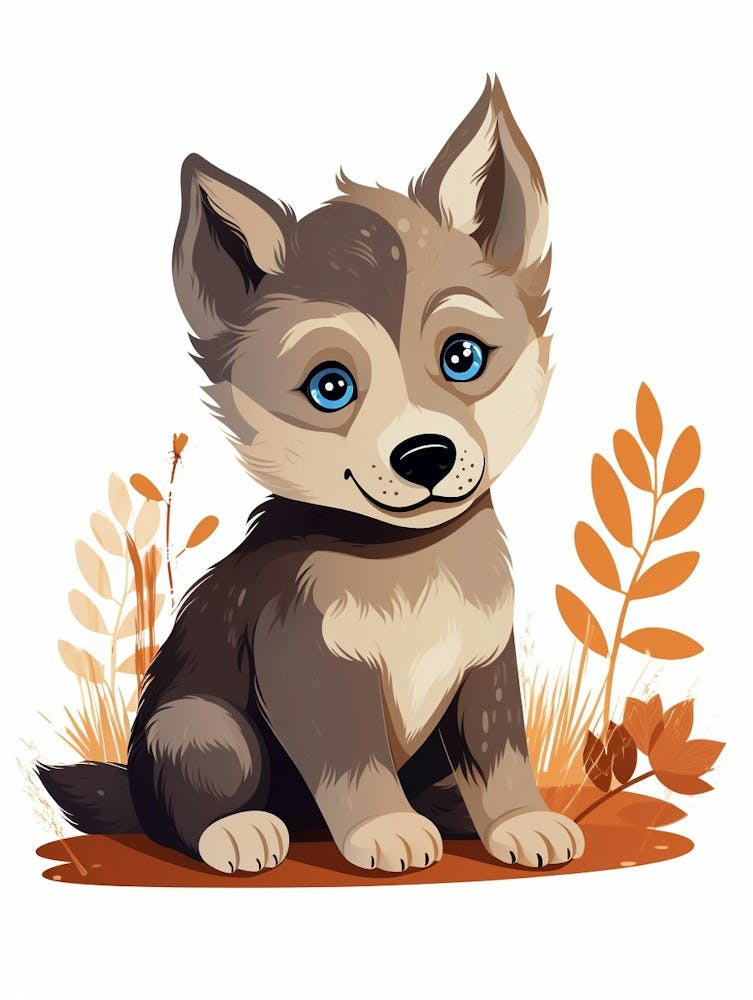 Baby Animal Illustration  Wolf 3
