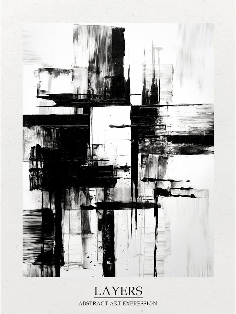 Layers Abstract Black And White 2 Poster