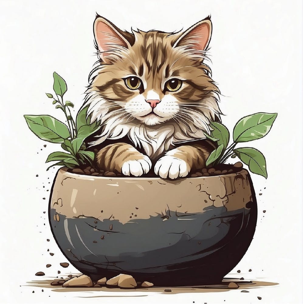 Katze im Topf Leinwanddruck
