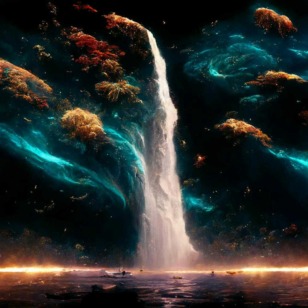 Cascade dans le ciel