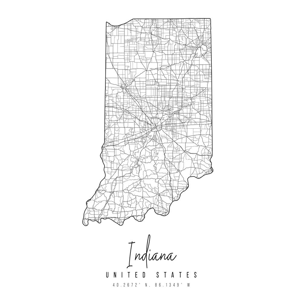 Indiana Minimal Street Map Square