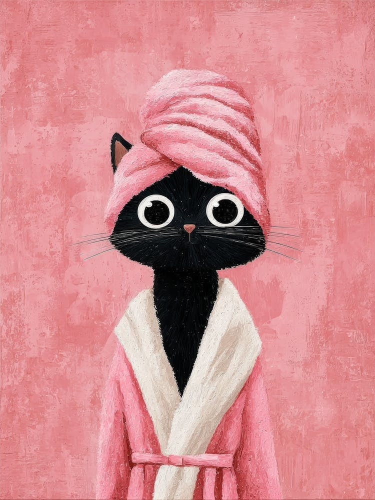 Cat In A Bathrobe Canvas Print