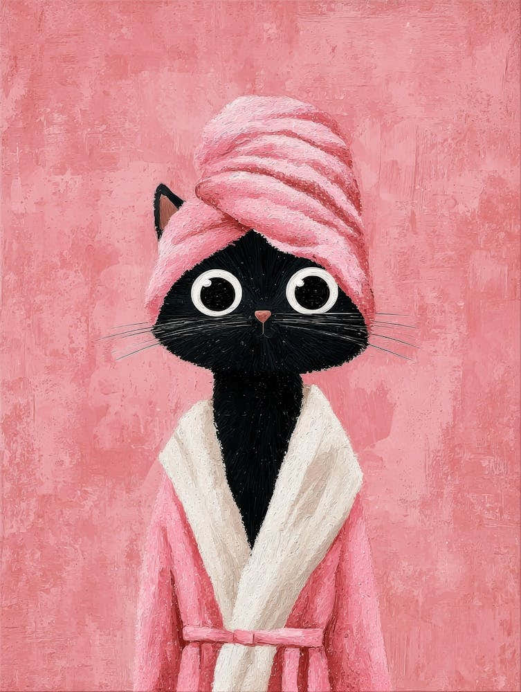 Cat In A Bathrobe Canvas Print
