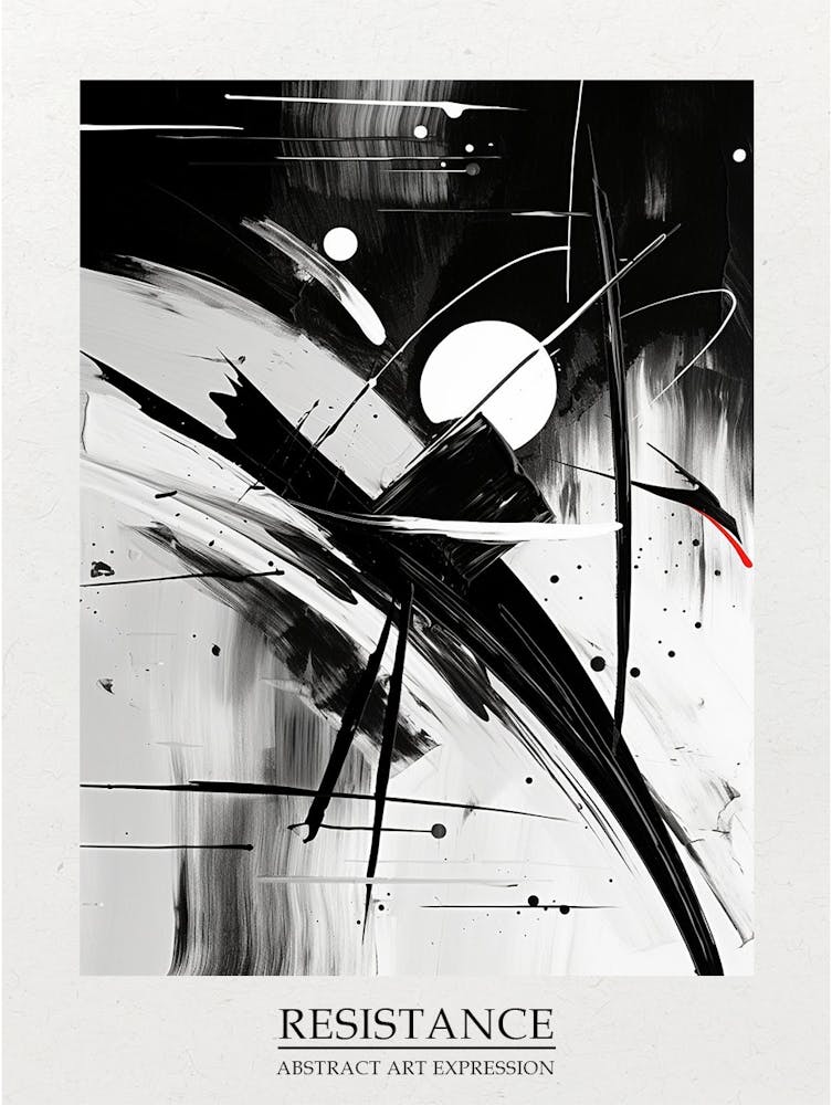 Resistance Abstract Black And White 8 Poster