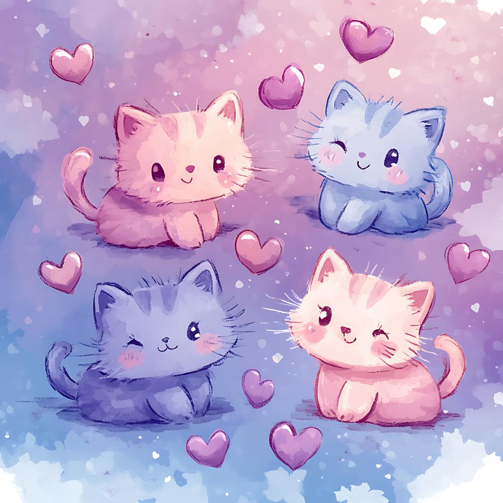 Cute Kittens Pastel Candy Hearts 5