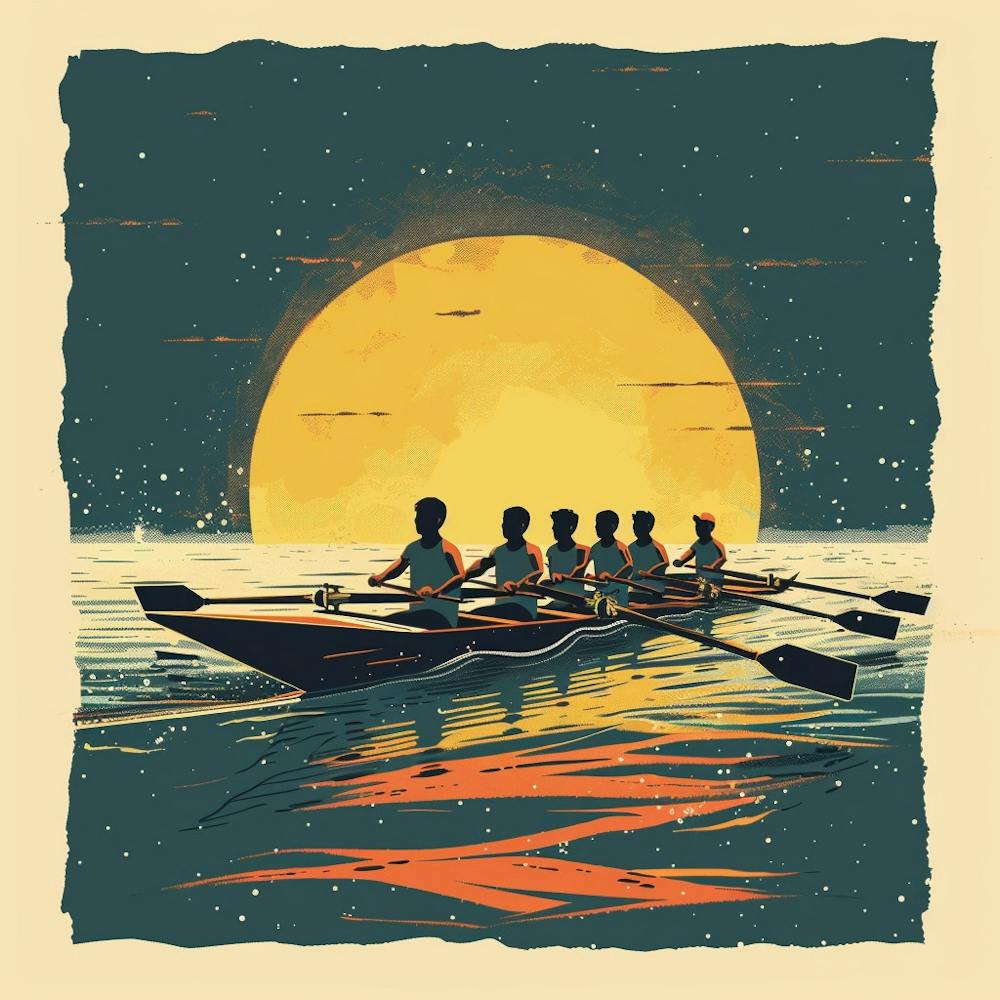 Rowing At Sunset