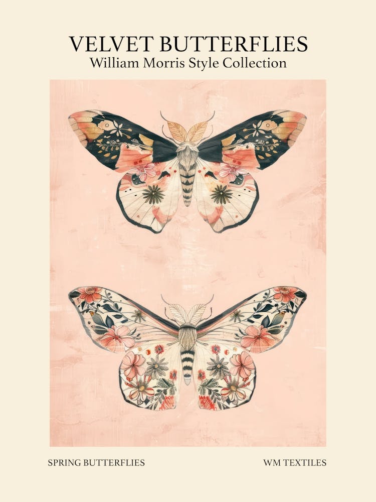 Velvet Butterflies Collection Spring Butterflies William Morris Style 5