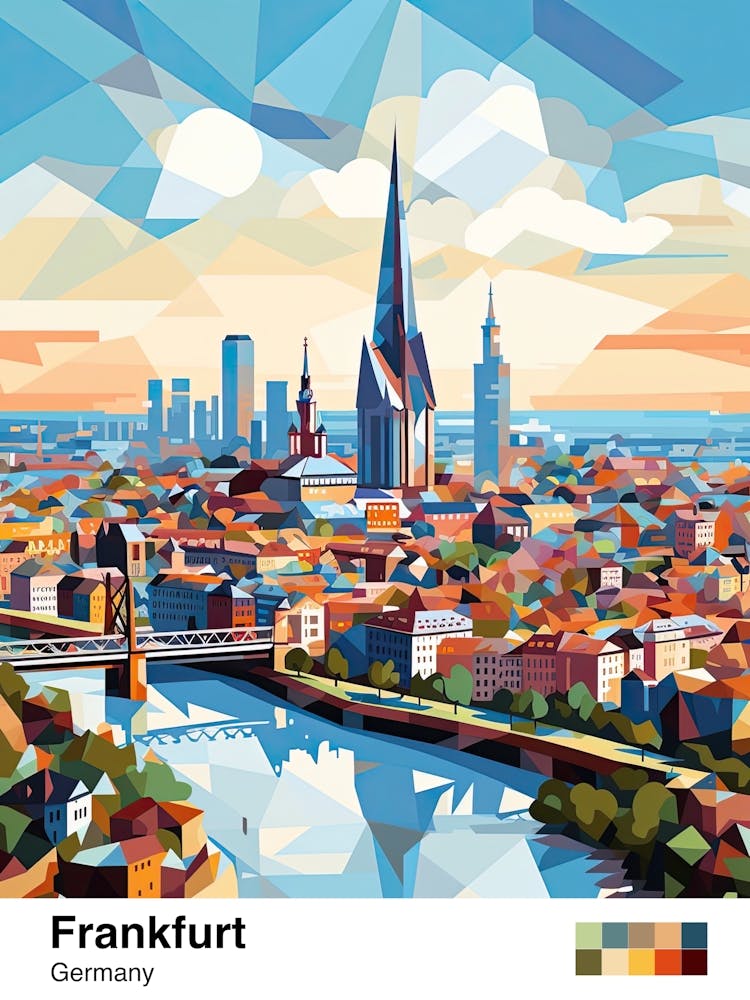 Frankfurt, Germany, Geometric Illustration 4 Poster