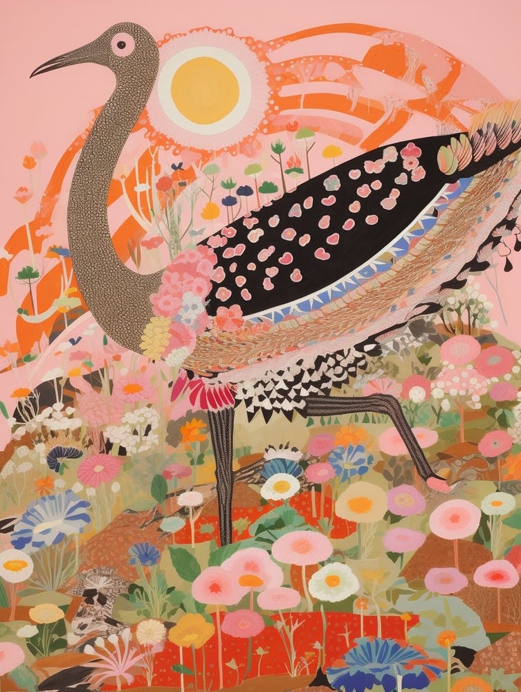 Maximalist Bird Painting Emu 2