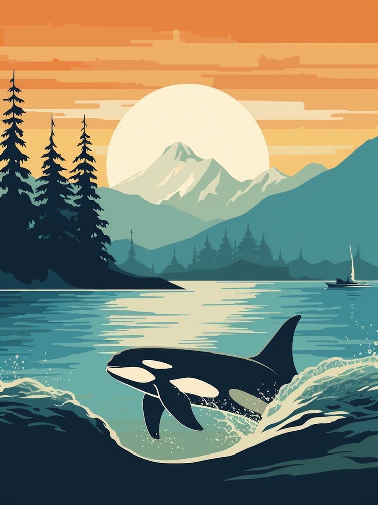 Orca Sunset & The Mountains Graphic Design 5