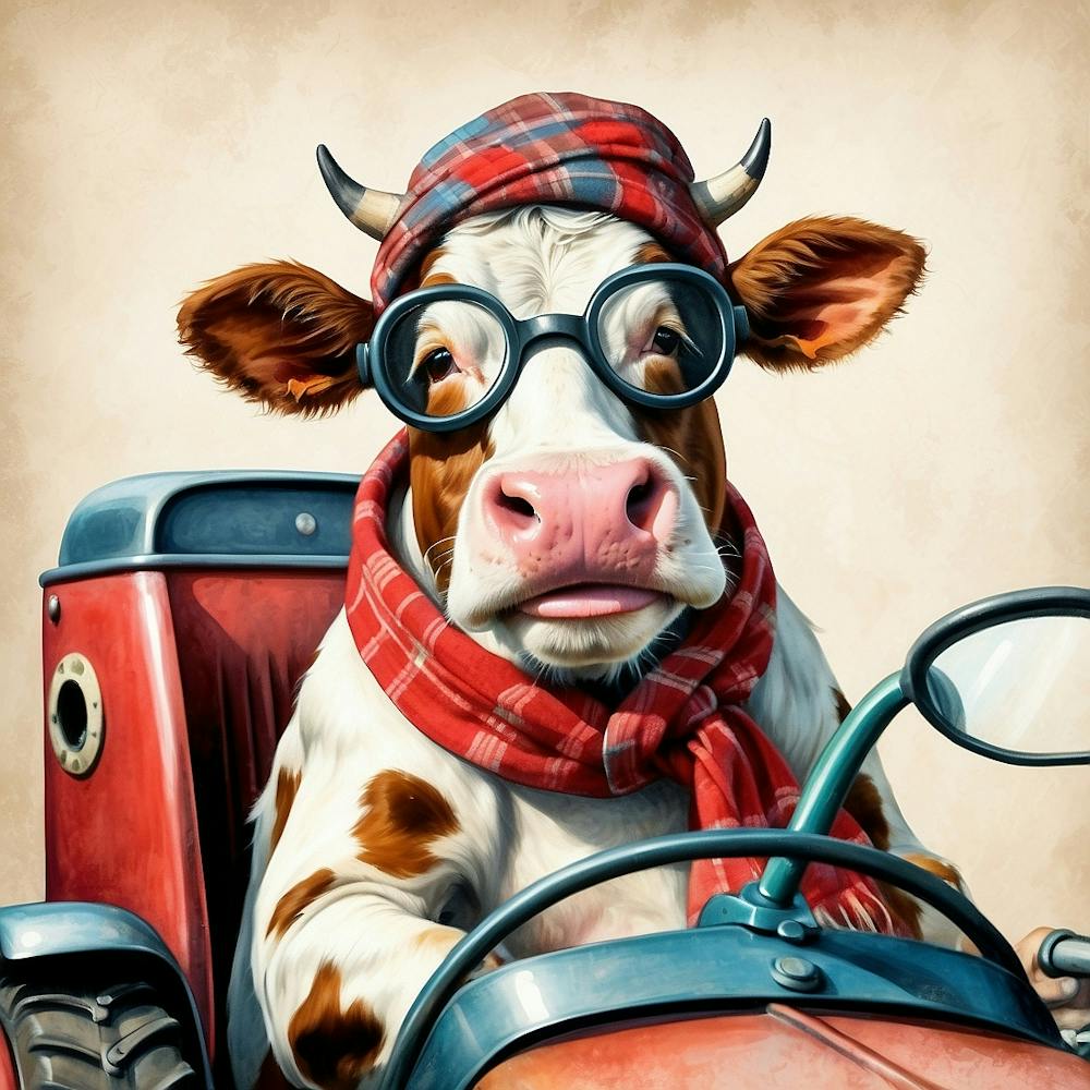 Cow In A Tractor 1