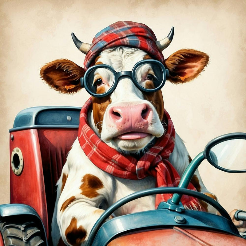 Cow In A Tractor 1