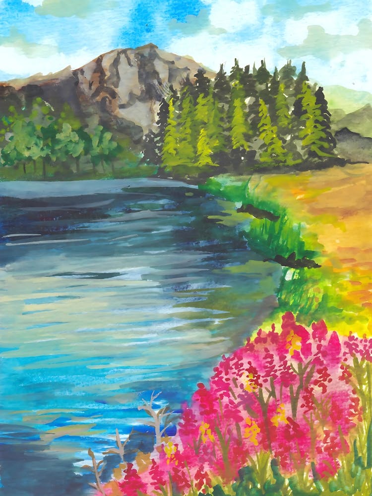 Flowers By The Lake