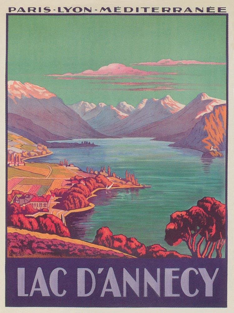 Lac D'Annecy France Vintage Travel Poster