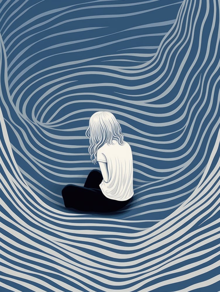 Girl Sitting In A Wave