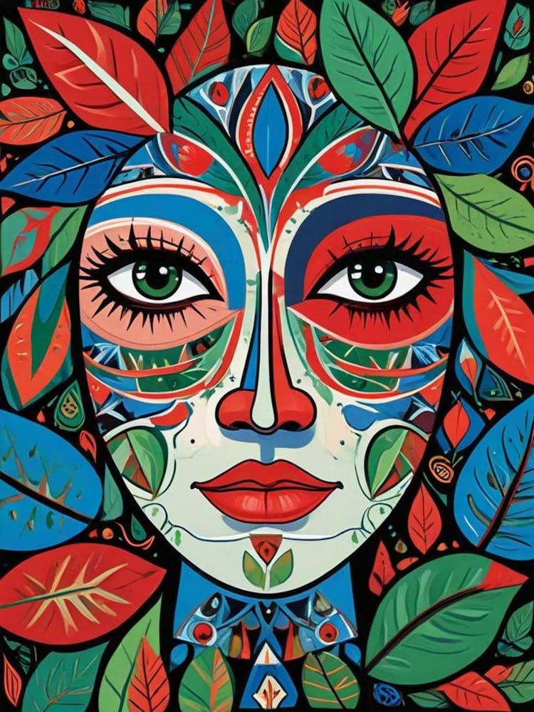 Folk Abstract Face Illustration 3 (8)