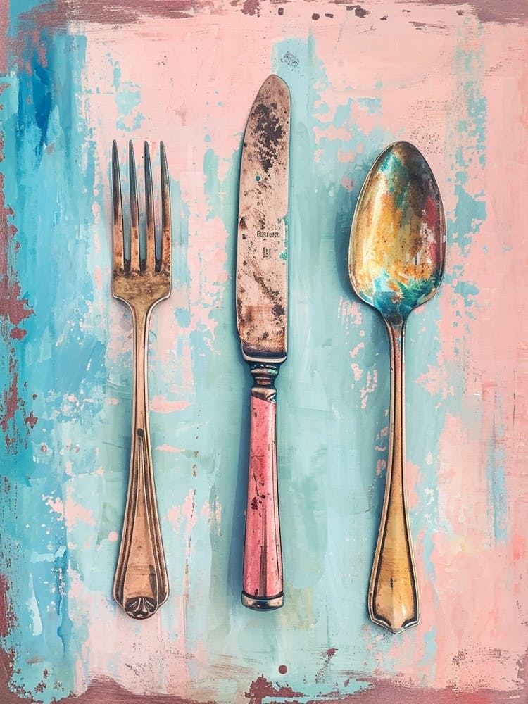 Kitsch Knife Fork Spoon Brushstrokes 3