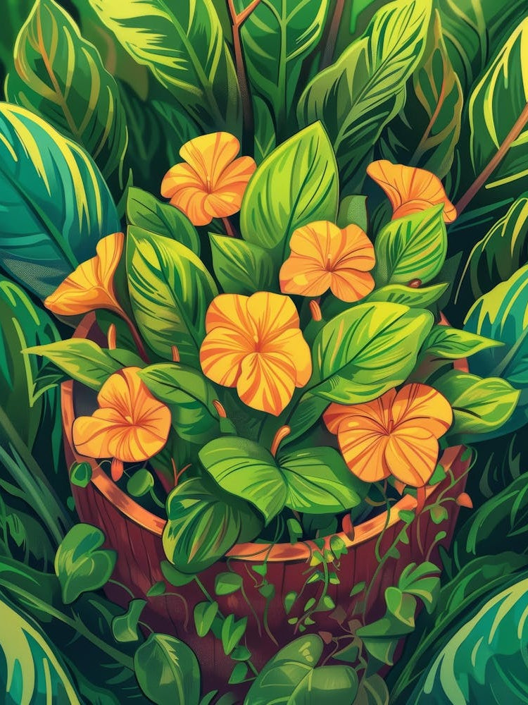 Hibiscus In A Basket